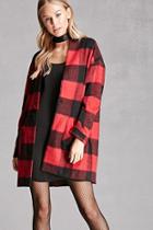 Forever21 Women's  Red & Black Buffalo Plaid Coat