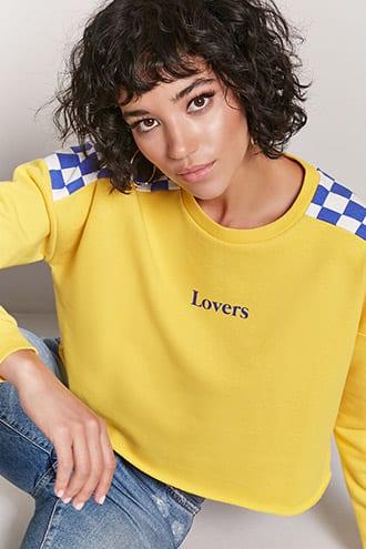 Forever21 Checkered Graphic Sweatshirt