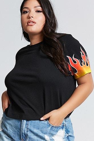 Forever21 Plus Size Flame Crop Top