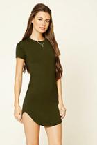 Forever21 Women's  Olive Curved Hem T-shirt Dress