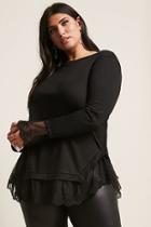 Forever21 Plus Size Heathered Embroidered Lace Knit Top