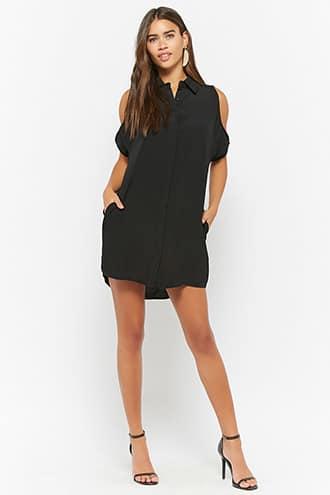 Forever21 Button-front Open-shoulder Dress