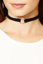 Forever21 Black & Silver Faux Suede Ring Choker