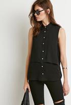 Forever21 Women's  Layered Chiffon Shirt (black)