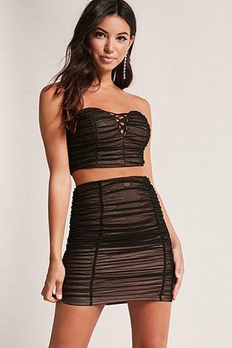 Forever21 Shirred Overlay Pencil Skirt
