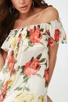 Forever21 Sheer Floral Off-the-shoulder Flounce Top
