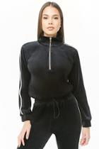 Forever21 Velour Rhinestone & Faux Gem-trim Top