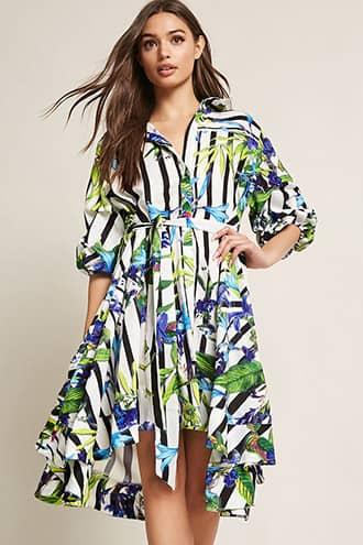 Forever21 Floral Stripe High-low Dress