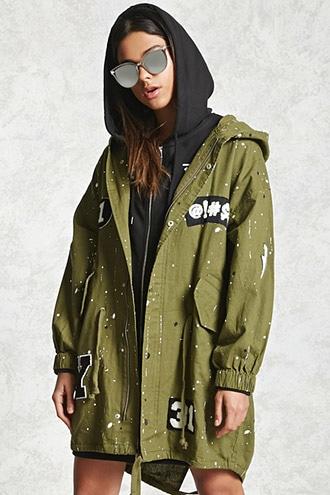 Forever21 Patched Paint Splatter Jacket