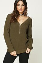 Forever21 Women's  Ribbed V-neck Tunic