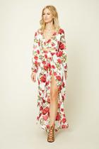 Forever21 Women's  Rose Print Flared Jumpsuit