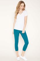 Forever21 Women's  Turquoise Capri Leggings