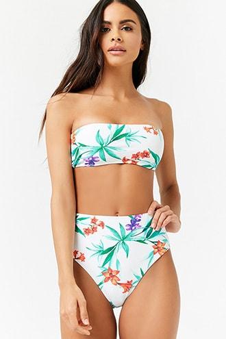 Forever21 Floral Print High-waisted Bikini Bottoms