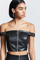 Forever21 Faux Leather Zip-front Top