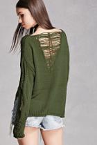 Forever21 Open-knit V-neck Sweater
