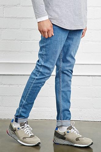21 Men Men's  Light Denim Slim-fit Jeans
