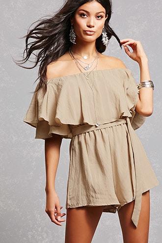 Forever21 Belted Flounce Romper