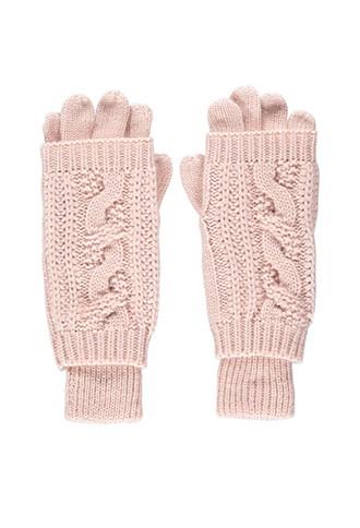 Forever21 2-in-1 Cable Knit Gloves (blush)