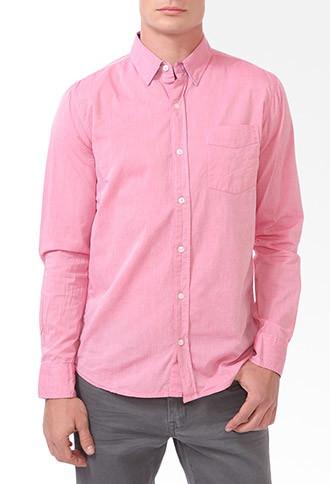 21 Men Polka Dot Trim Shirt