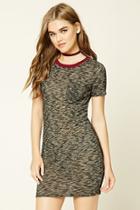 Forever21 Women's  Charcoal & Burgundy Marled Knit T-shirt Dress