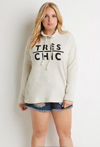 Forever21 Plus Chic Graphic Funnel-neck Sweatshirt