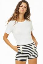 Forever21 Button-accent Striped Shorts
