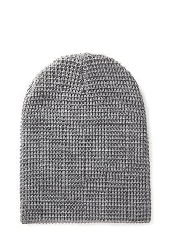 Forever21 Waffle Knit Beanie Grey One Size