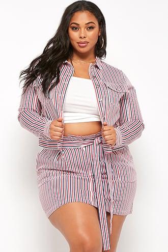 Forever21 Plus Size Striped Twill Jacket
