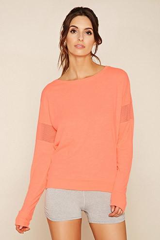 Forever21 Women's  Sunset Active Mesh-paneled Top
