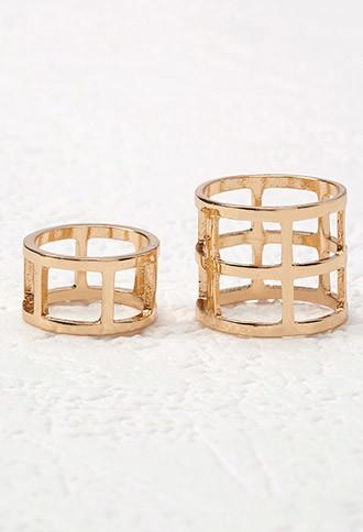 Forever21 Caged Midi Ring Set (gold)