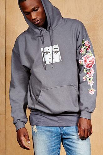 Forever21 Jetbang Graphic Rose Hoodie