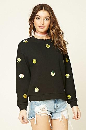 Forever21 Women's  Smiles Patch Sweatshirt