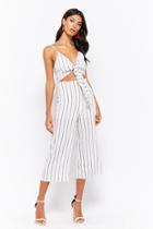 Forever21 Striped Tie-front Culotte Jumpsuit