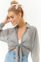 Forever21 Sheer Plaid Tie-front Shirt