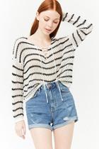 Forever21 Striped Lace-up Sweater