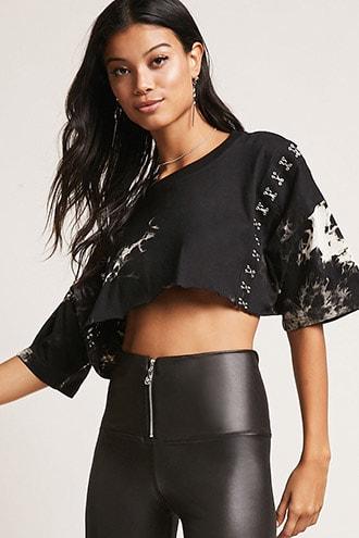 Forever21 Bleach-dye Crop Top