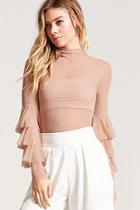 Forever21 Tiered Bell-sleeve Mesh Top