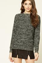 Forever21 Women's  Dark Navy Marled Waffle Knit Sweater