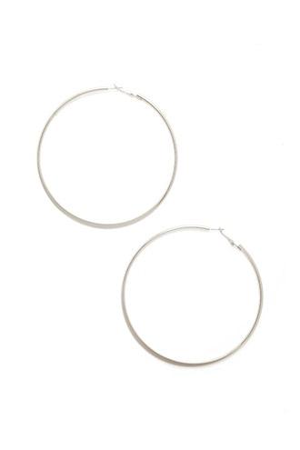 Forever21 Silver Flat-bottom Hoop Earrings