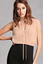 Forever21 Smocked Chiffon Self-tie Top