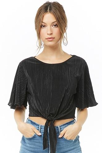 Forever21 Pleated Tie-front Crop Top