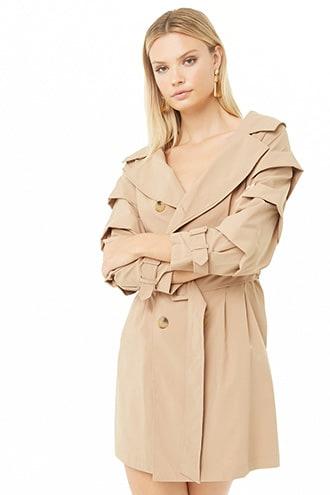 Forever21 Ruffled Sleeve Trench Coat