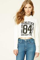 Forever21 Women's  Cream & Black Athletics 84 Graphic Pullover