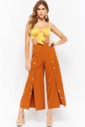 Forever21 Slit Button-front Ankle Pants