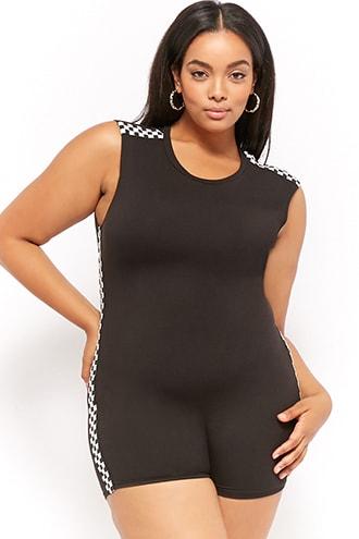 Forever21 Plus Size Checkered-trim Romper