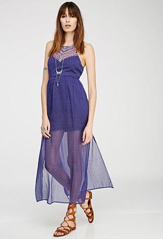 Forever21 Embroidered Medallion Print Maxi Dress