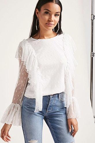 Forever21 Sheer Ruffle Mesh Top