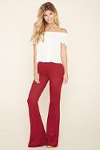Forever21 Women's  Perforated Zigzag Flare Pants