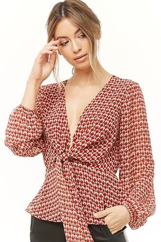 Forever21 Flounce Geo Print Chiffon Top