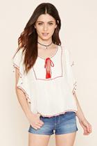 Forever21 Women's  Butterfly Sleeve Peasant Top